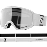 Aksium 2.0 S-White ski goggles with a strap on a white background