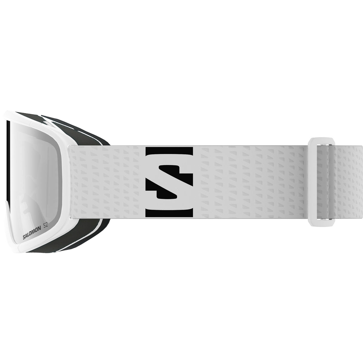 Aksium 2.0 S-White ski goggles with a strap on a white background