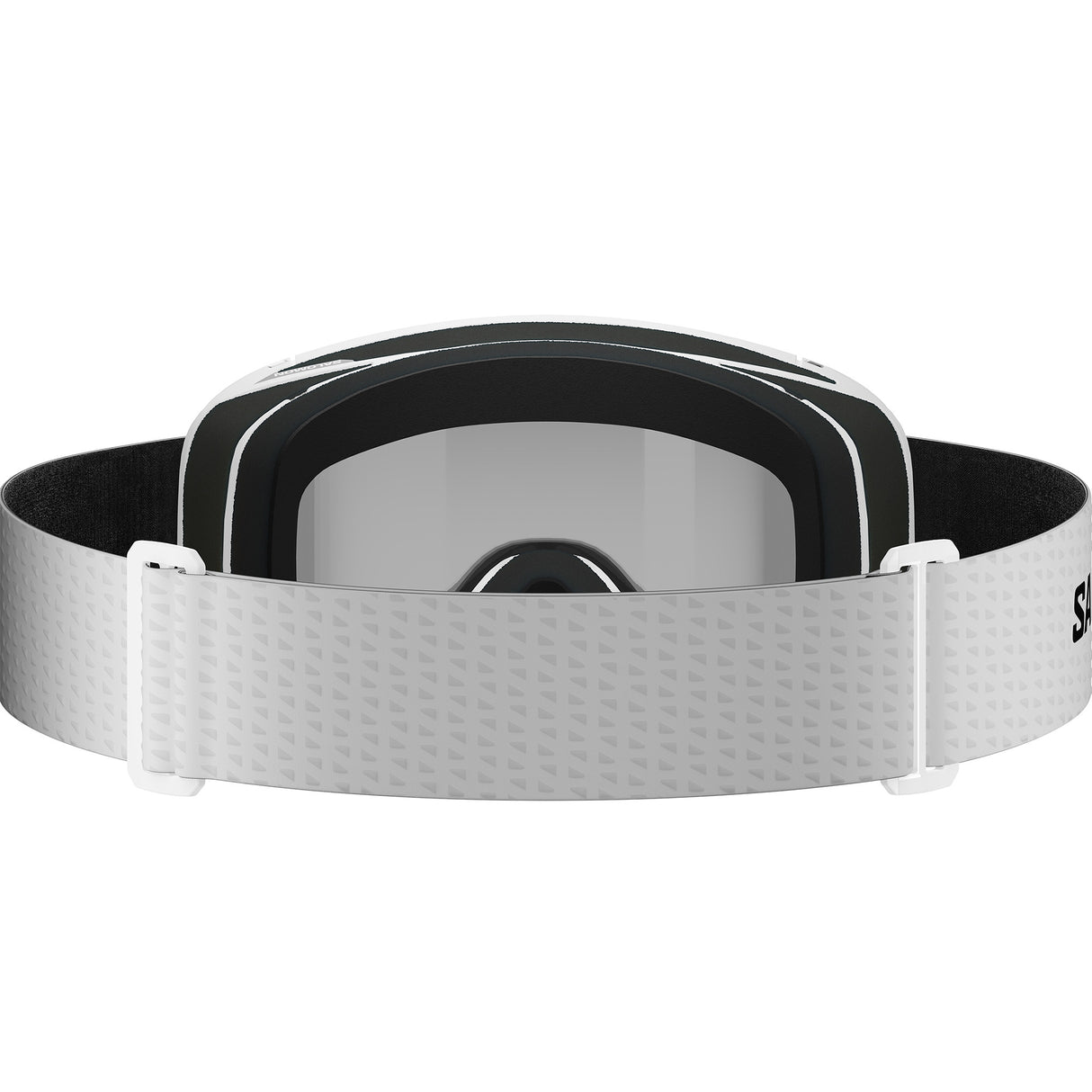 Aksium 2.0 S-White ski goggles with a strap on a white background