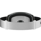Aksium 2.0 S-White ski goggles with a strap on a white background