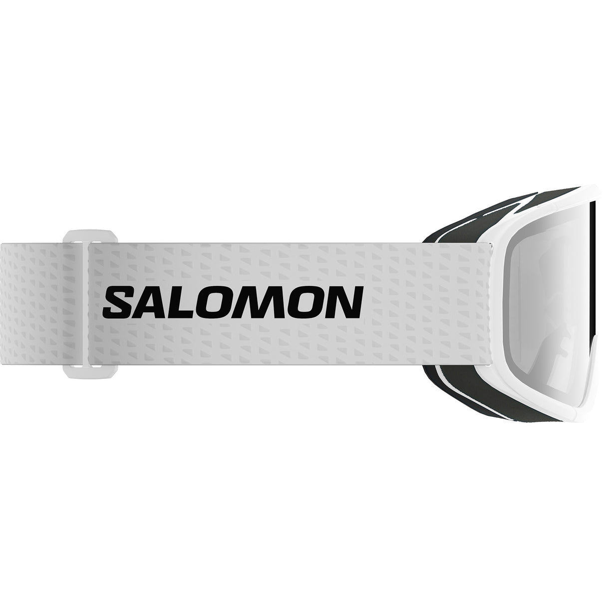 Aksium 2.0 S-White ski goggles with a strap on a white background