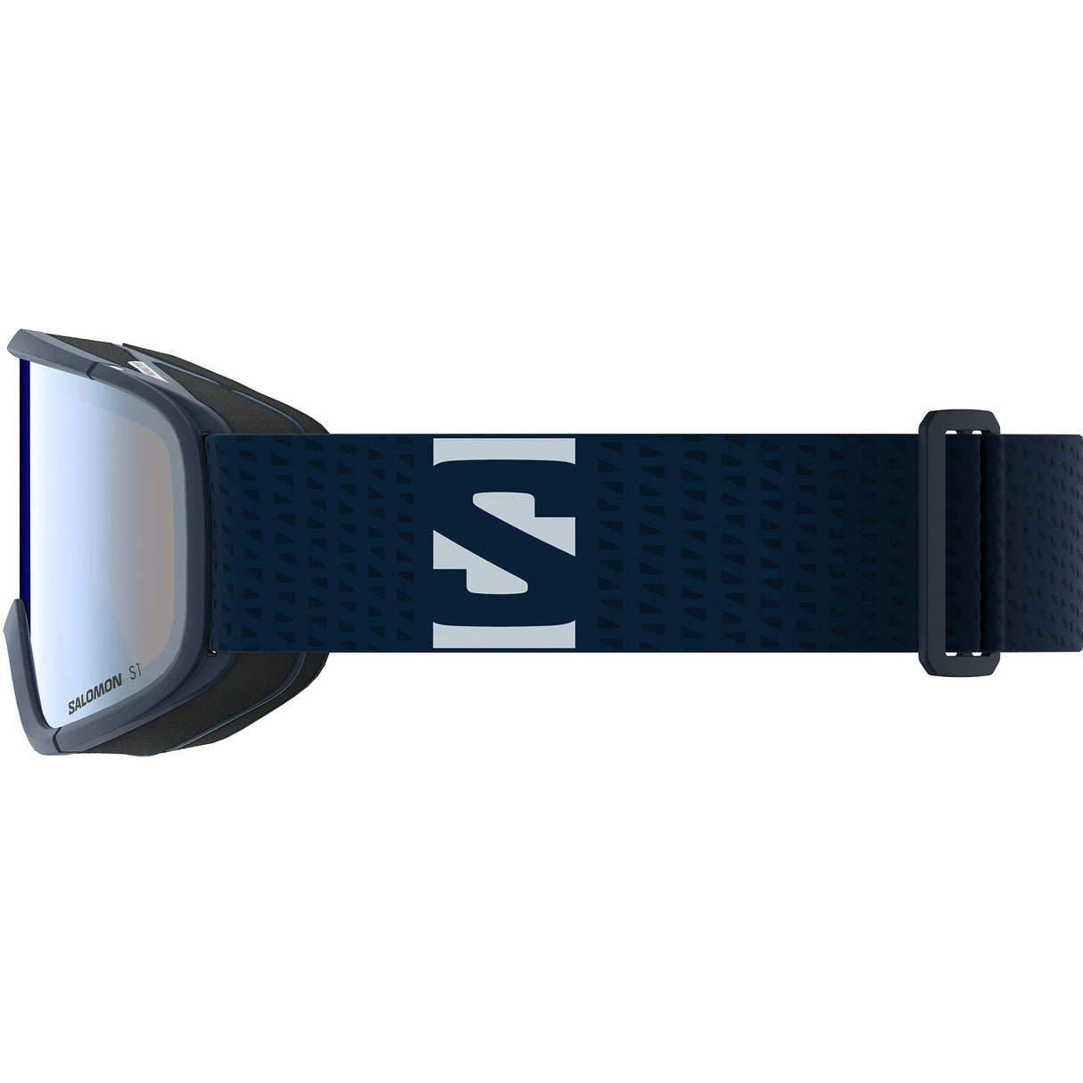 Aksium 2.0 S-Blue ski goggles with a strap on a white background