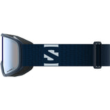 Aksium 2.0 S-Blue ski goggles with a strap on a white background