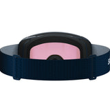 Aksium 2.0 S-Blue ski goggles with a strap on a white background