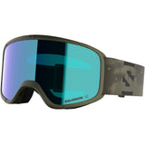 Aksium 2.0 S-Green ski goggles with a strap on a white background
