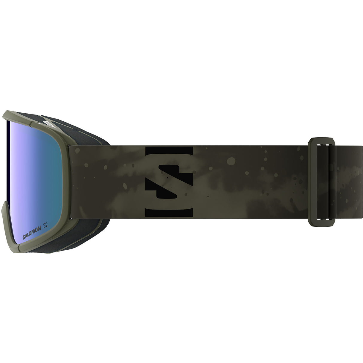 Aksium 2.0 S-Green ski goggles with a strap on a white background