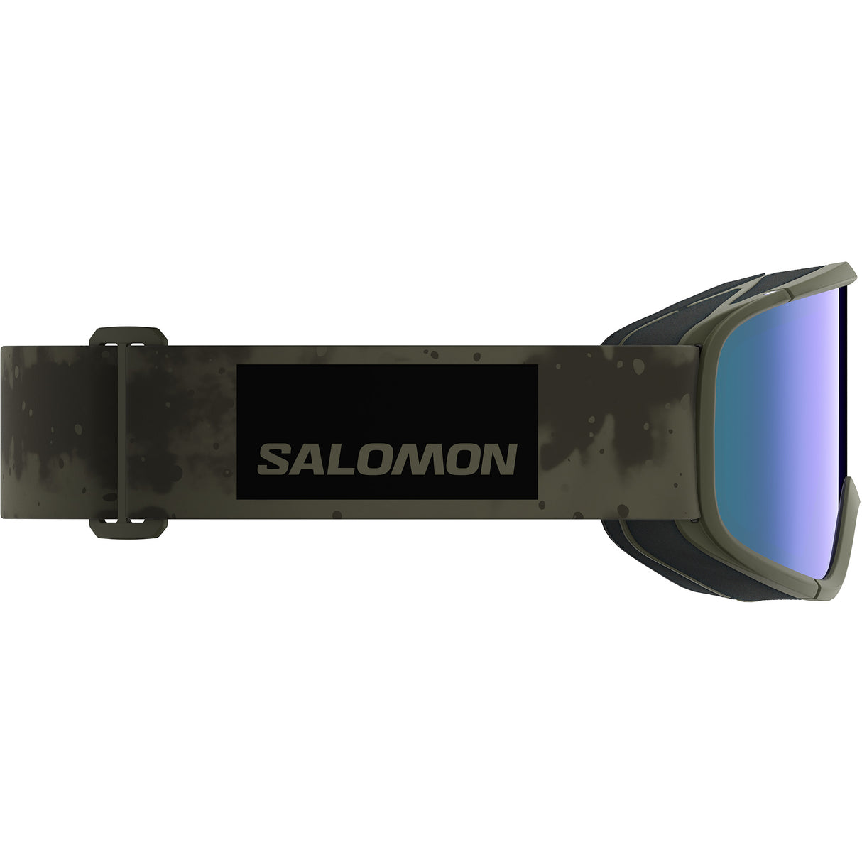 Aksium 2.0 S-Green ski goggles with a strap on a white background