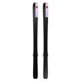 W Stance 84- A pair of Salomon Stance 84 women's skis with M11 GW system bindings in black, mounted on a white background.