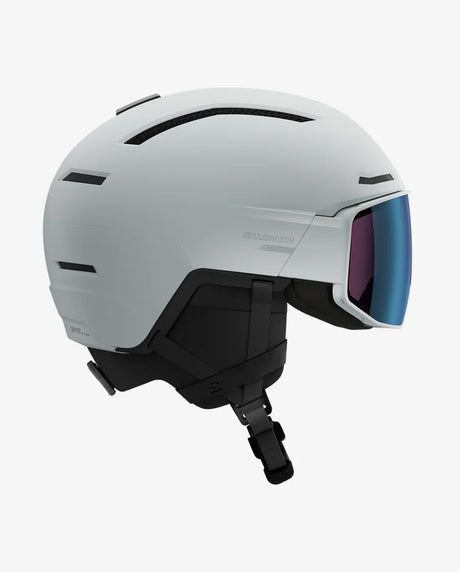Driver Prime Sigma Photo MIPS Helmet-Light blue ski helmet with a blue lens visor on a white background
