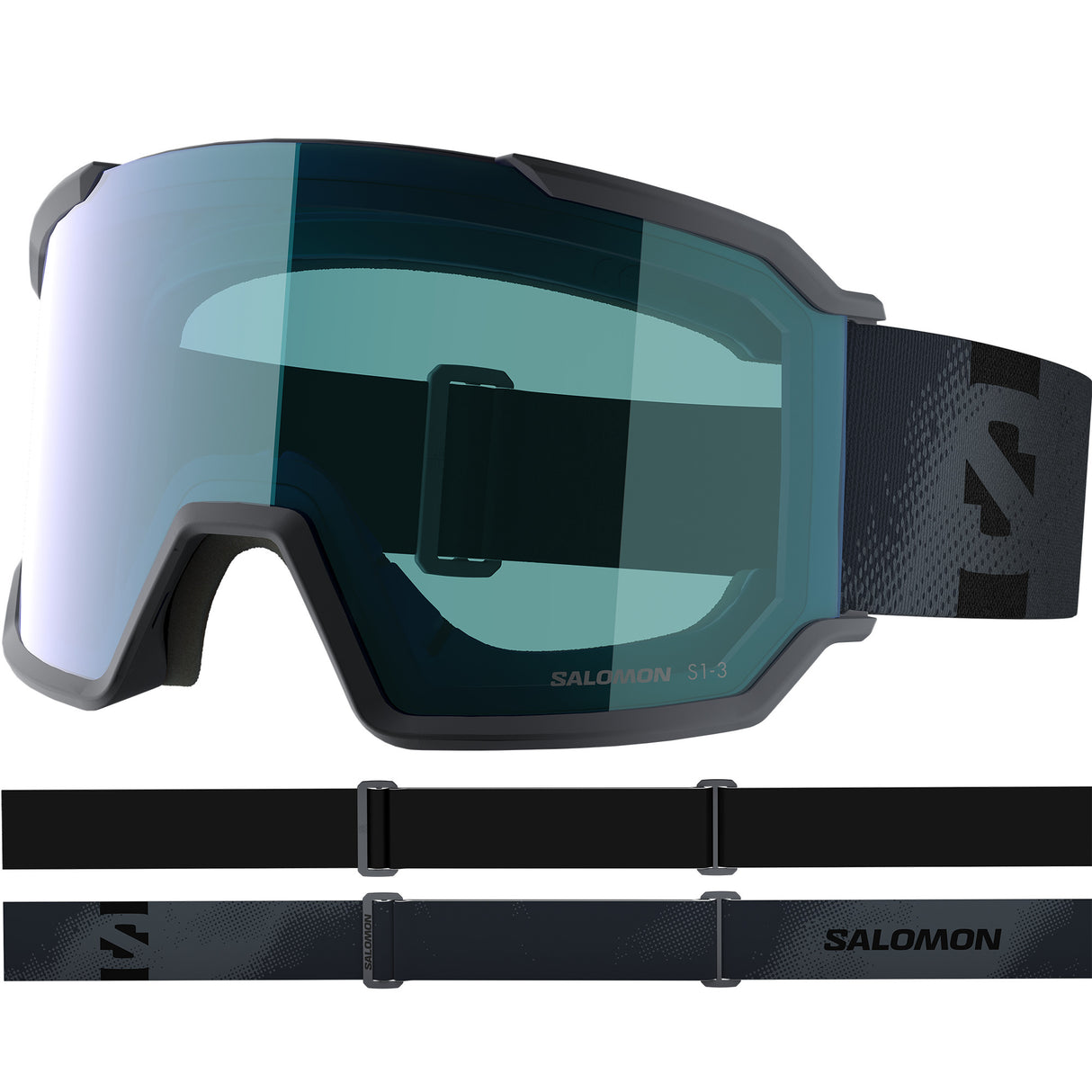 S/View 3 Photo- Black goggles with a reflective lens on a white background