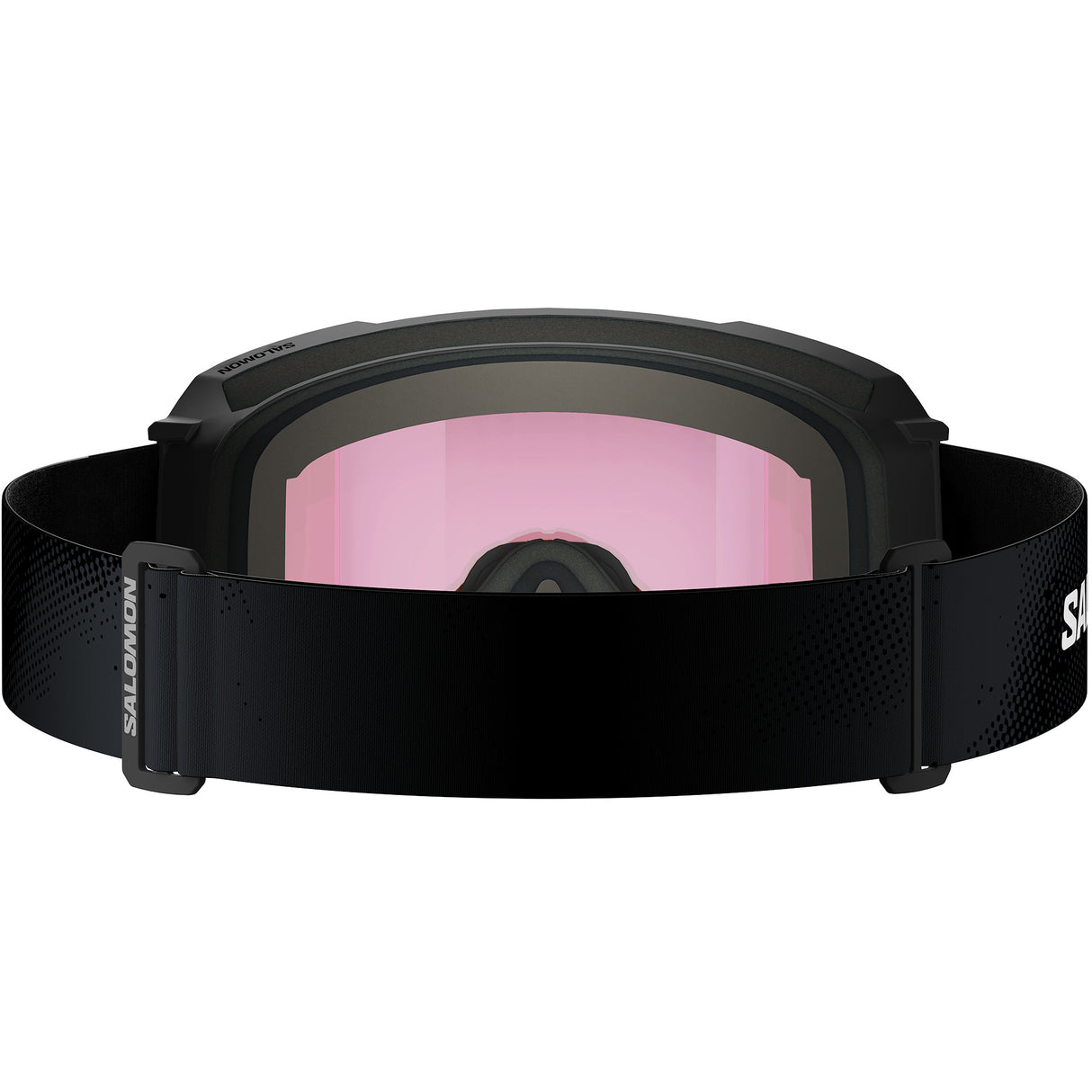 S/View 3- Salomon ski goggles with blue lens and a black strap on a white background