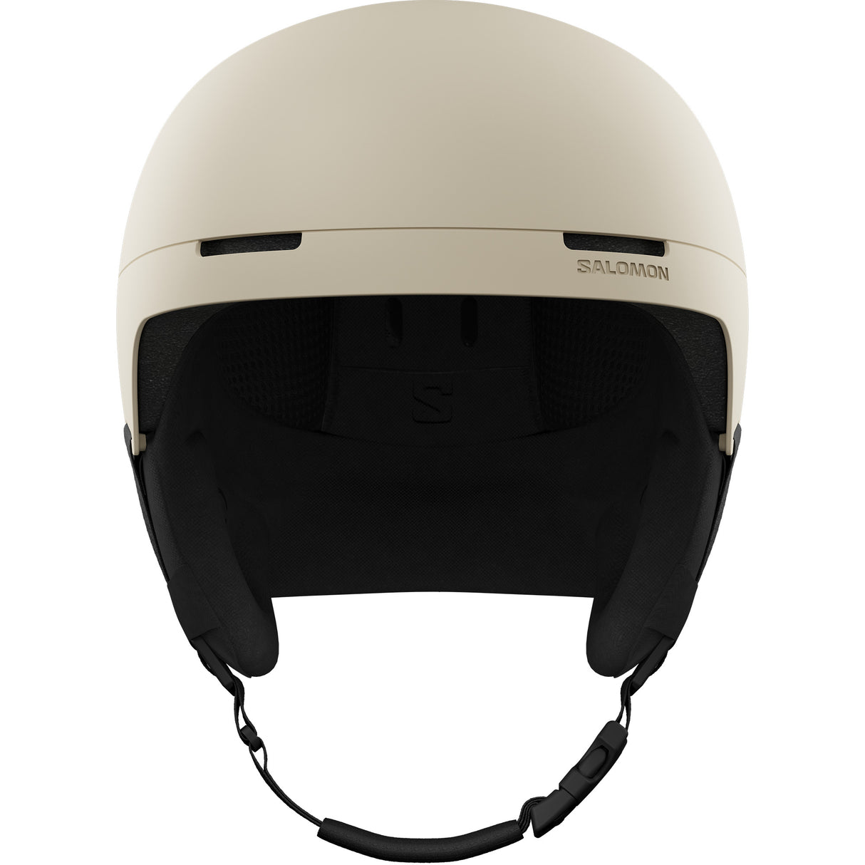 BrigadeIndexMIPS- Beige helmet with black chin strap on a white background
