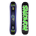 Grail- A Salomon Grail Kids snowboard featuring a vibrant design with green flame and dragon graphics on a black background, and a blue tip design.