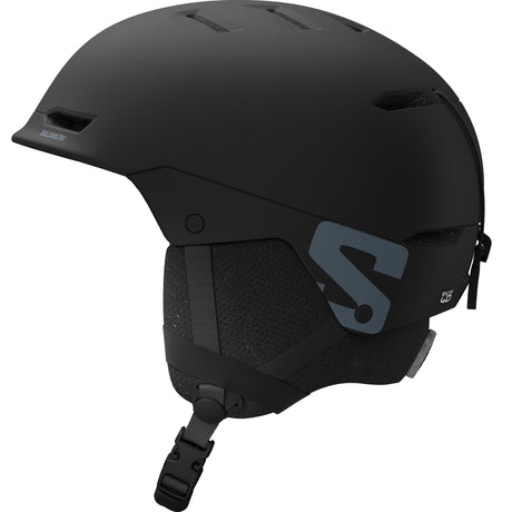 HuskJr.-Black helmet with visible brand logo on a white background