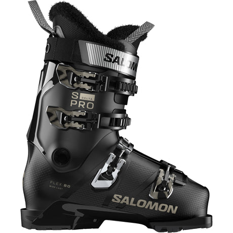S/Pro Delta 80- Black Salomon ski boot on a white background
