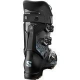 Sense 70- Salomon Sense 70 GW Kids Ski Boots in black with blue accents, featuring multiple buckles and the Salomon logo on the side.