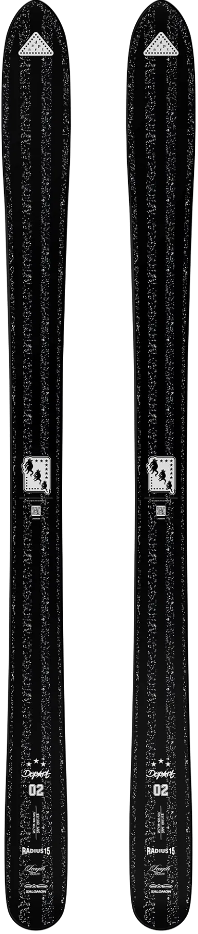 Depart .02-Two black skis with visible branding on a white background