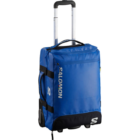Bag Container Cabin- Blue bag with black accents and Salomon branding on a white background