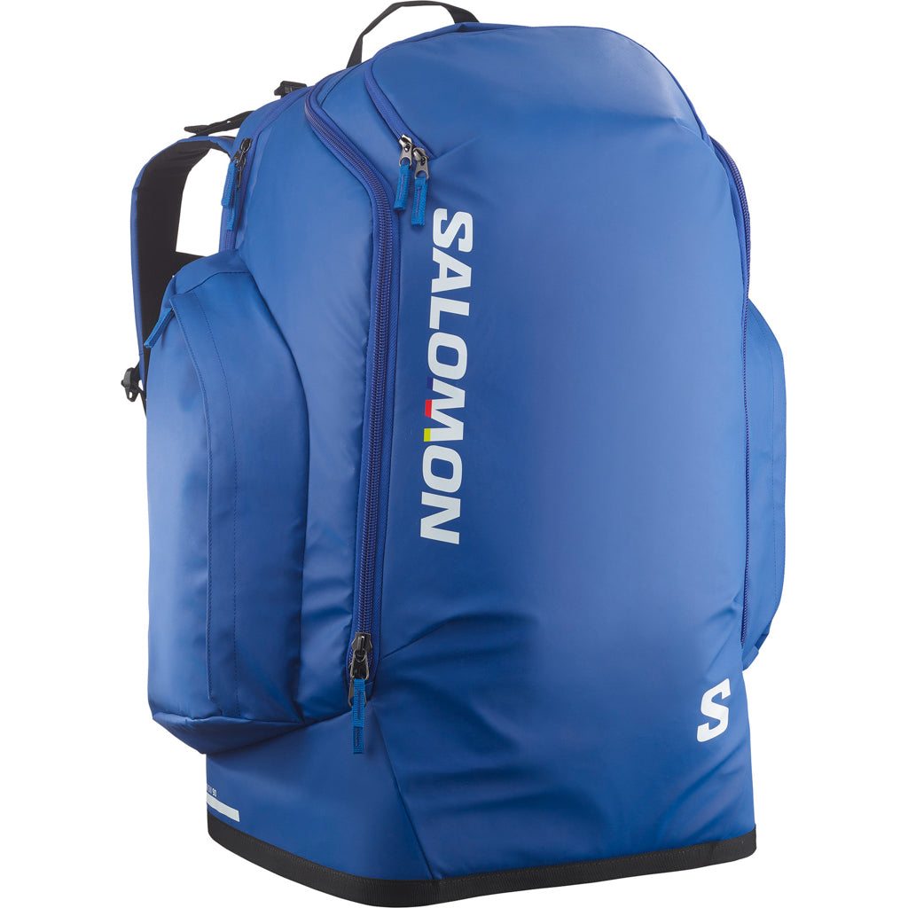 Go To Snow 90L Boot Bag- A blue Salomon ski boot bag with the brand logo visible on the side.