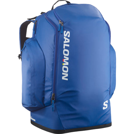 Go To Snow 90L Boot Bag- A blue Salomon ski boot bag with the brand logo visible on the side.