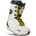 LashedFava- White snowboard boot with black accents and yellow laces on a white background