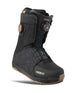 LashedWideDoubleBOA-Black snowboard boot with brown accents on a white background