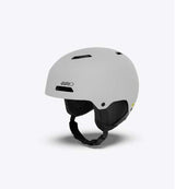 LedgeFSMIPS- Matte white helmet with black chin strap on a white background