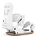 Legacy-White snowboard binding with 'Union' branding on a white background