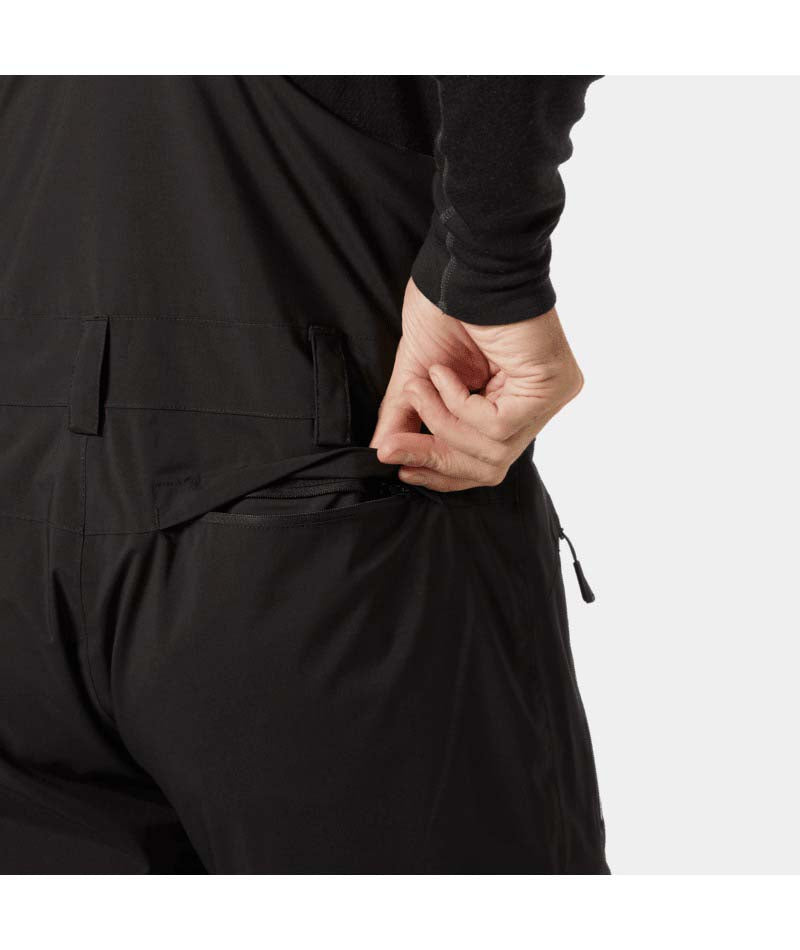 LegendaryInsulatedBibPant-Black bib overalls on a white background