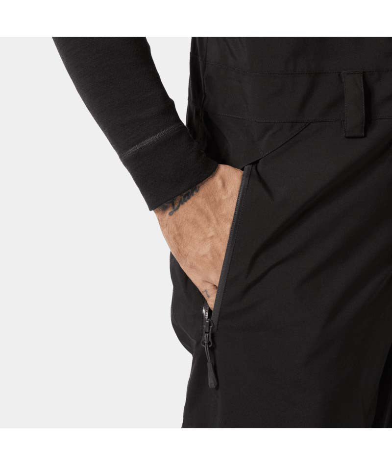 LegendaryInsulatedBibPant-Black bib overalls on a white background