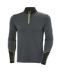 LifaMerinoMidweight1_2Zip-Gray long-sleeve shirt with yellow accents on a white background
