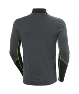 LifaMerinoMidweight1_2Zip-Gray long-sleeve shirt with yellow accents on a white background