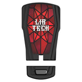 LightningSupermatic-Black and red snowboard binding on a white background