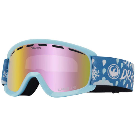 LilD-Blue ski goggles with pink lenses on a white background