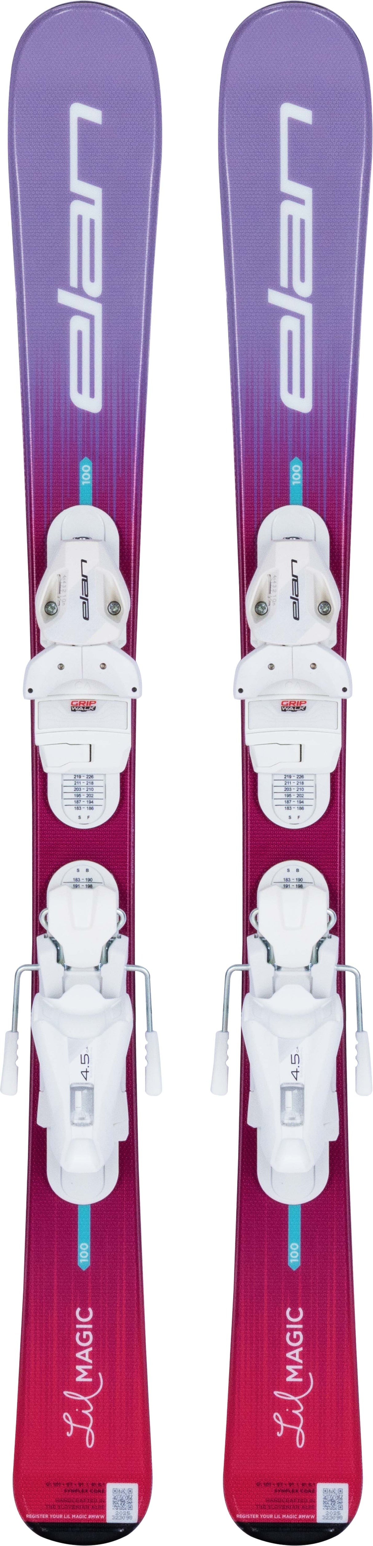 LilMagicJrEL4.5- Purple and pink ski on a white background