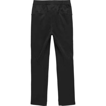 LillehammerKidsPants-Black athletic pants with zippered side pockets and a white SWIX logo on the left thigh, shown against a plain white background.