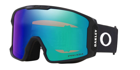 LineMinerL- Oakley goggles with reflective blue lens on a white background