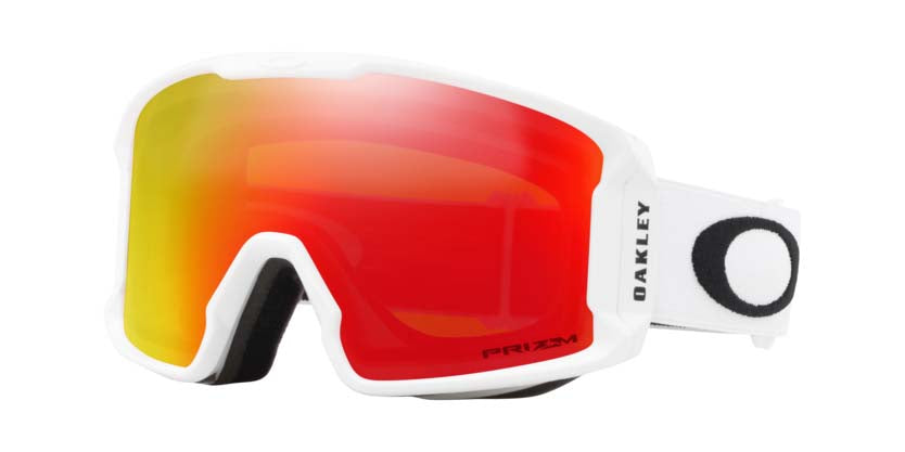 LineMinerM-White goggles with red and yellow lens on a white background