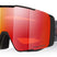 LineMinerProL-Red and black goggles with a reflective lens on a white background