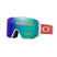 Line Miner Pro M-Ski goggles with blue lens and red and cream frame on a white background