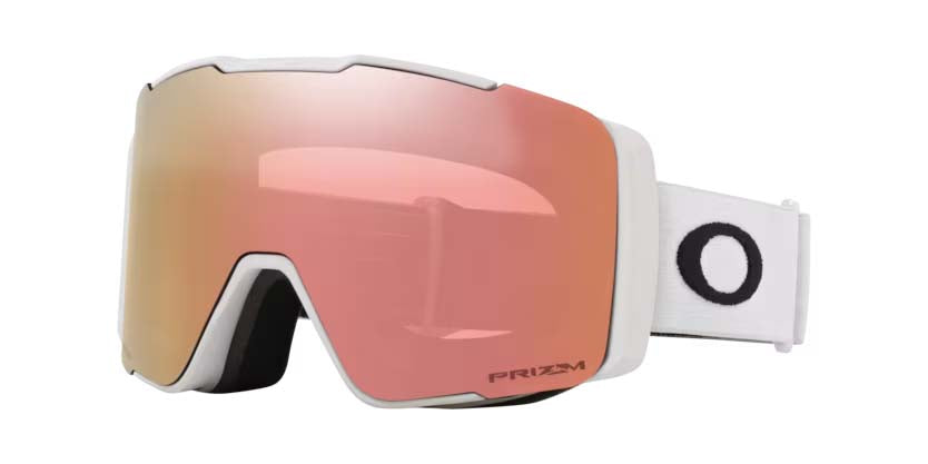 LineMinerProM-White ski goggles with a pinkish lens on a white background