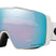 LineMinerProM-Ski goggles with blue reflective lens and white frame on a white background