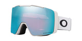 LineMinerProM-Ski goggles with blue reflective lens and white frame on a white background