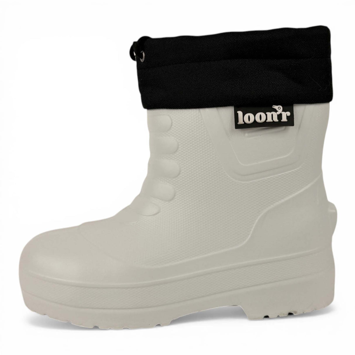 LoRider- White rubber boots on a white background