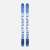 M-FREE100OPEN-A pair of Dynastar ski tips with a blue and black abstract pattern and red accents, displayed vertically against a light gray background.