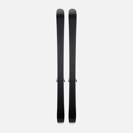 M-MENACE90XPRESS-A pair of Dynastar skis, featuring a dark blue and purple gradient design with orange accents, set against a plain light gray background.