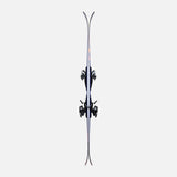 M-MENACE90XPRESS-A pair of Dynastar skis, featuring a dark blue and purple gradient design with orange accents, set against a plain light gray background.