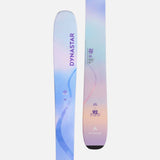 M-PROW92OPEN-A pair of Dynastar ski tips with a pastel blue, purple, and pink gradient design, displayed vertically against a light gray background.