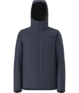 MApexElevationJacket- Navy jacket with a hood on a white background