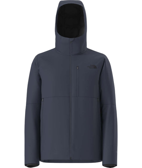 MApexElevationJacket- Navy jacket with a hood on a white background